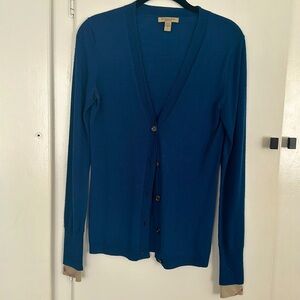 Burberry Brit, blue button-up v-neck sweater (Size S)